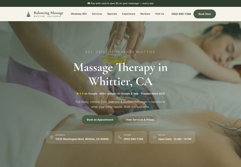 Balancing Massage 网站首页截图