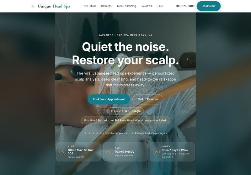 Unique Head Spa 网站首页截图