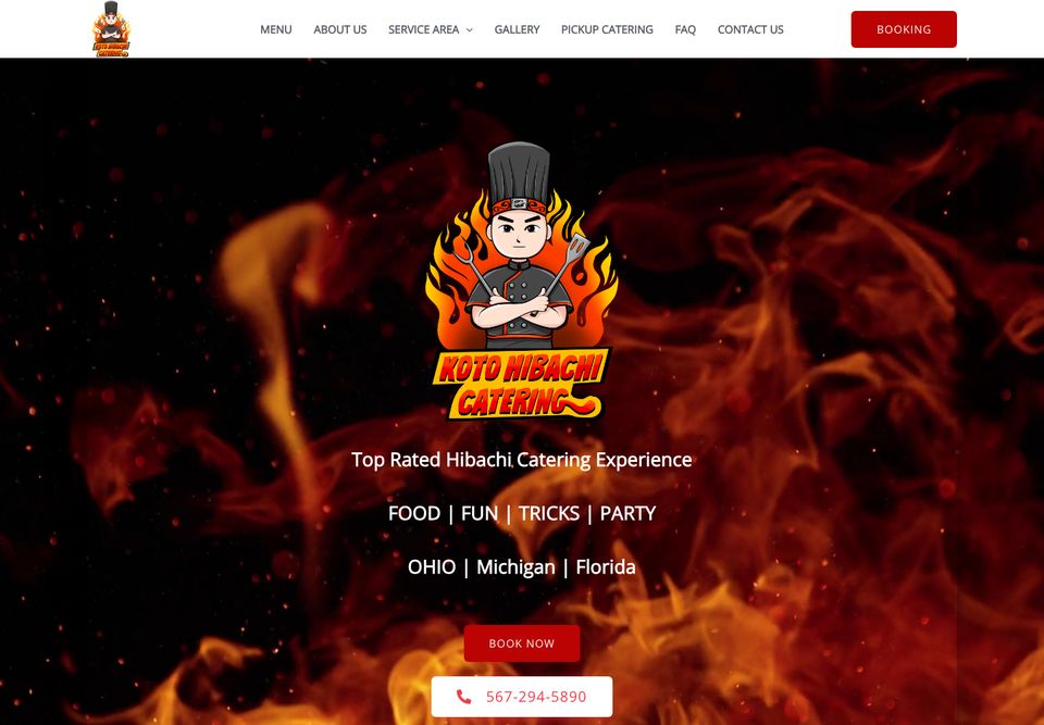 Koto Hibachi Catering 网站首页截图